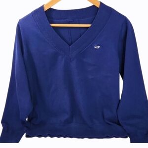 VINEYARD VINES Navy Blue Heritage V-Neck Long-sleeve Cotton Knit Sweater